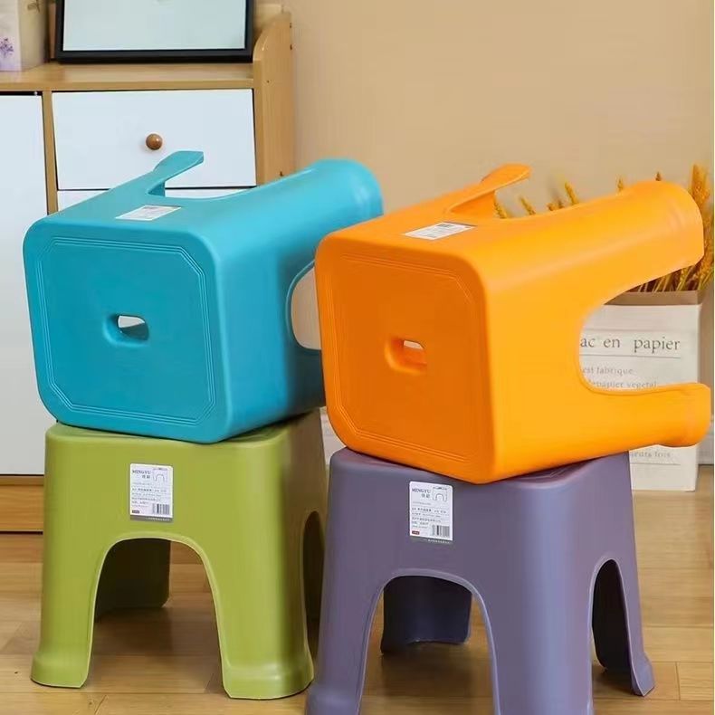 塑料小凳子家用加厚圆凳儿童浴室凳可叠放收纳风车凳成人换鞋矮凳